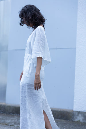 Linen cape sleeve dress