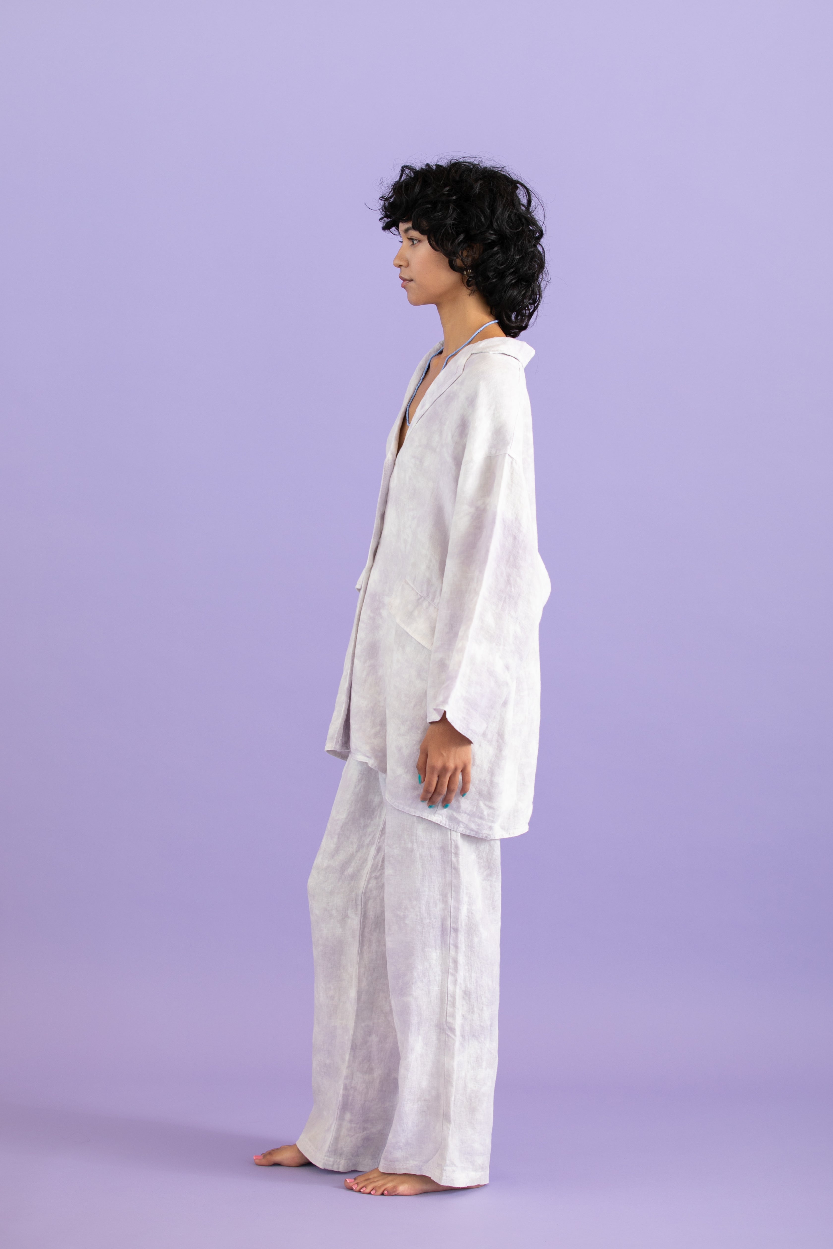 Linen uneven dyeing pants