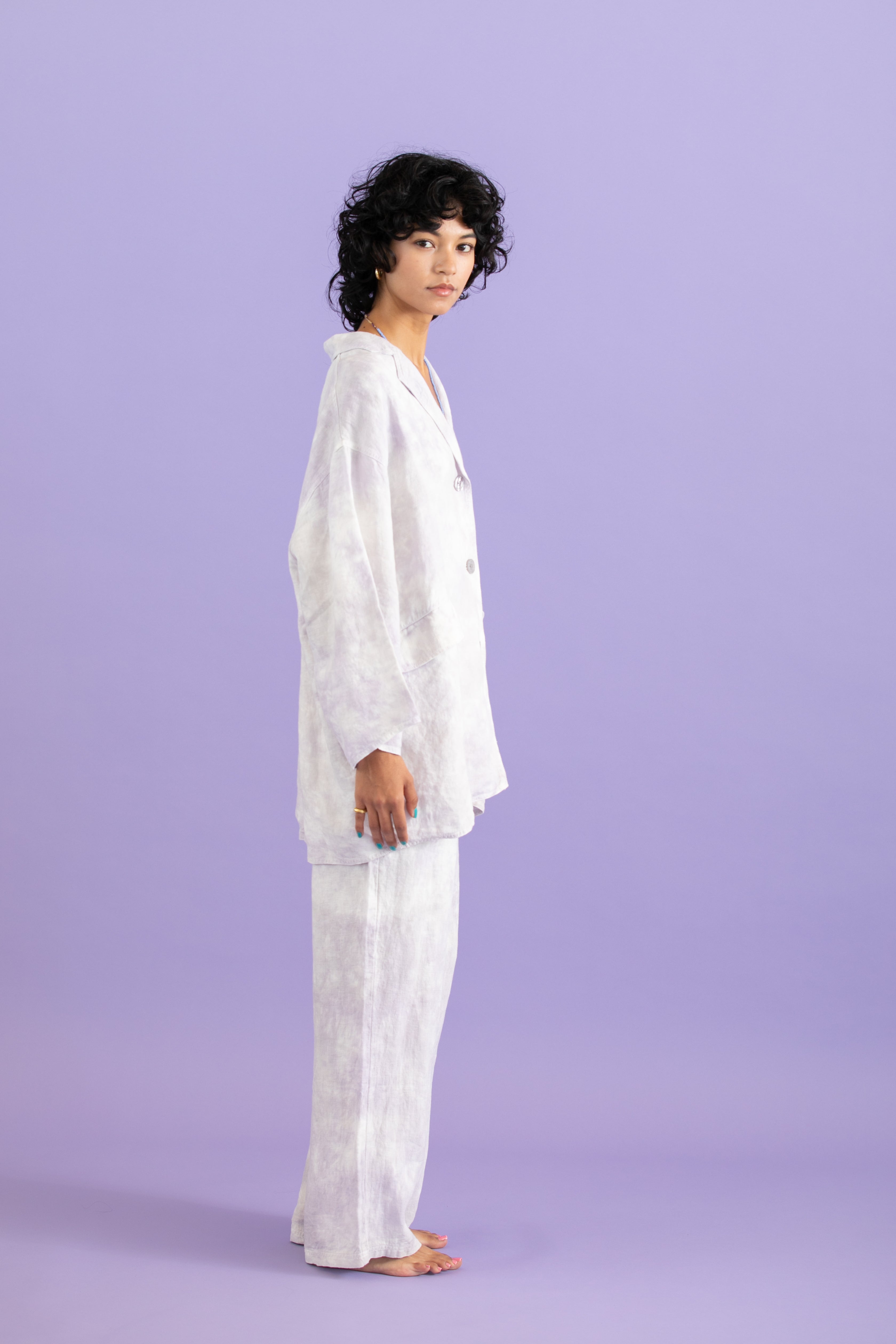 Linen uneven dyeing jacket