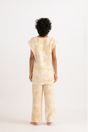 Linen uneven dyeing vest