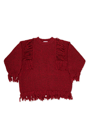 Mix fringe knit pullover