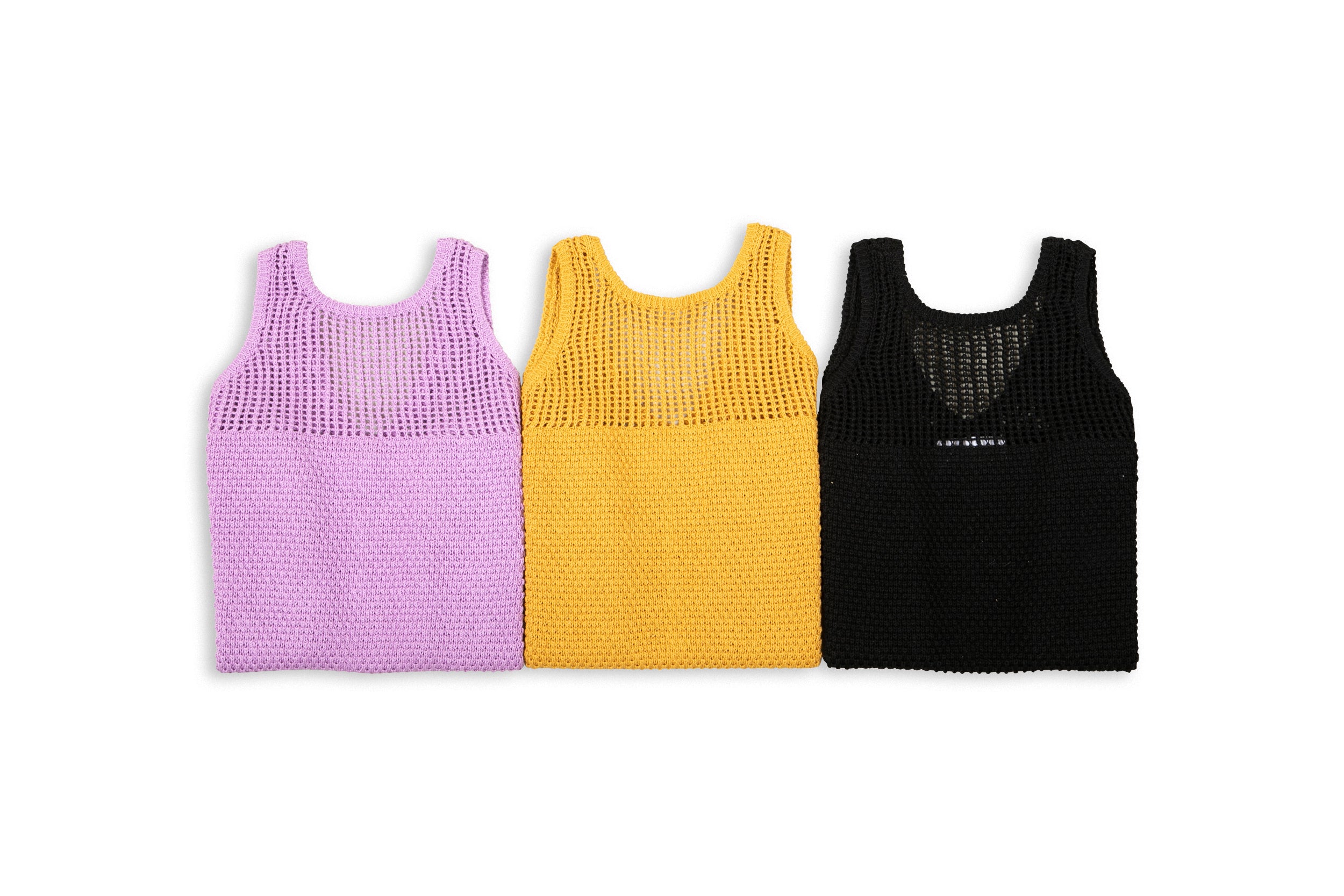 Linen cotton mesh tank-top