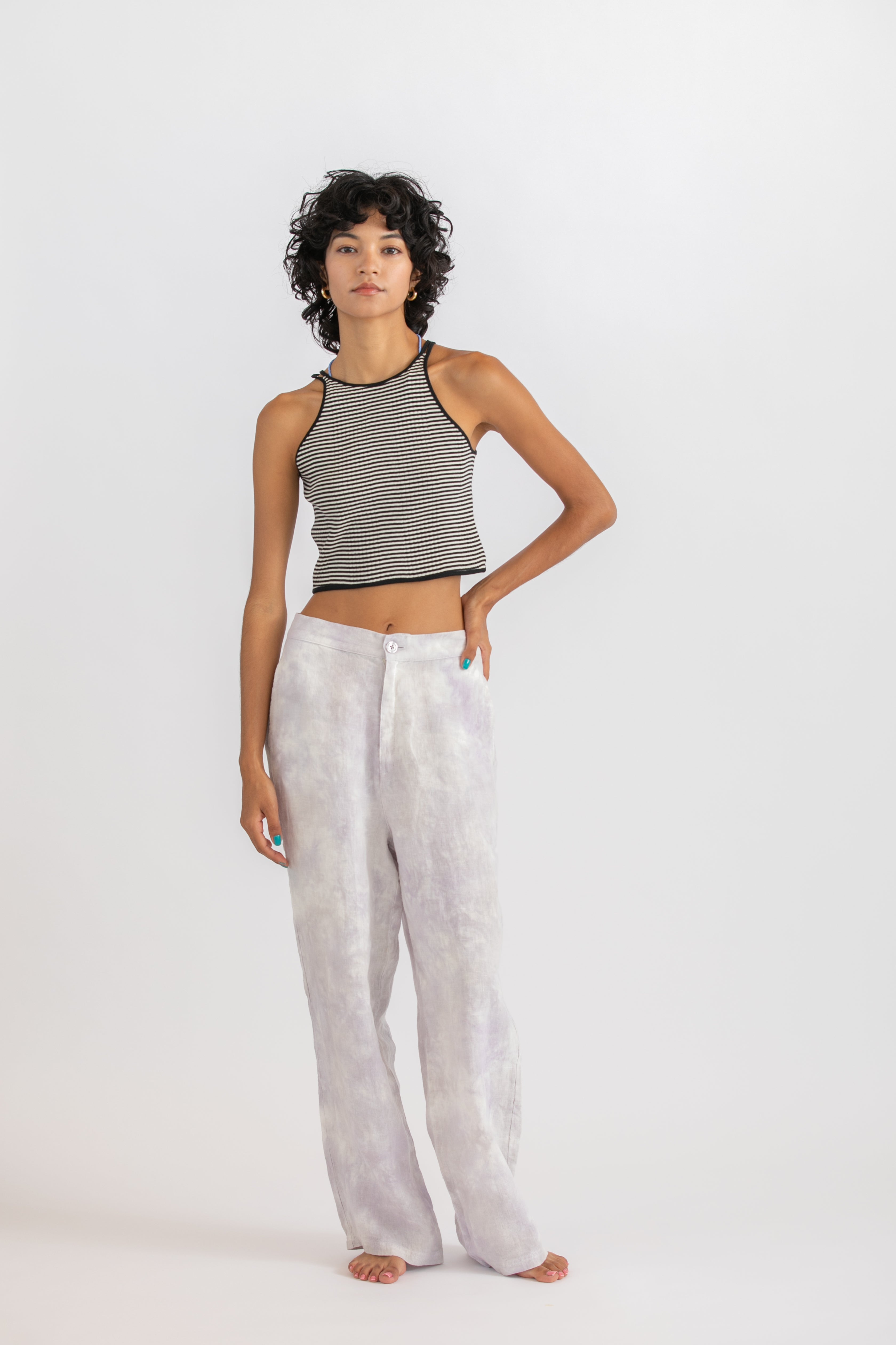 Cotton border tank-top