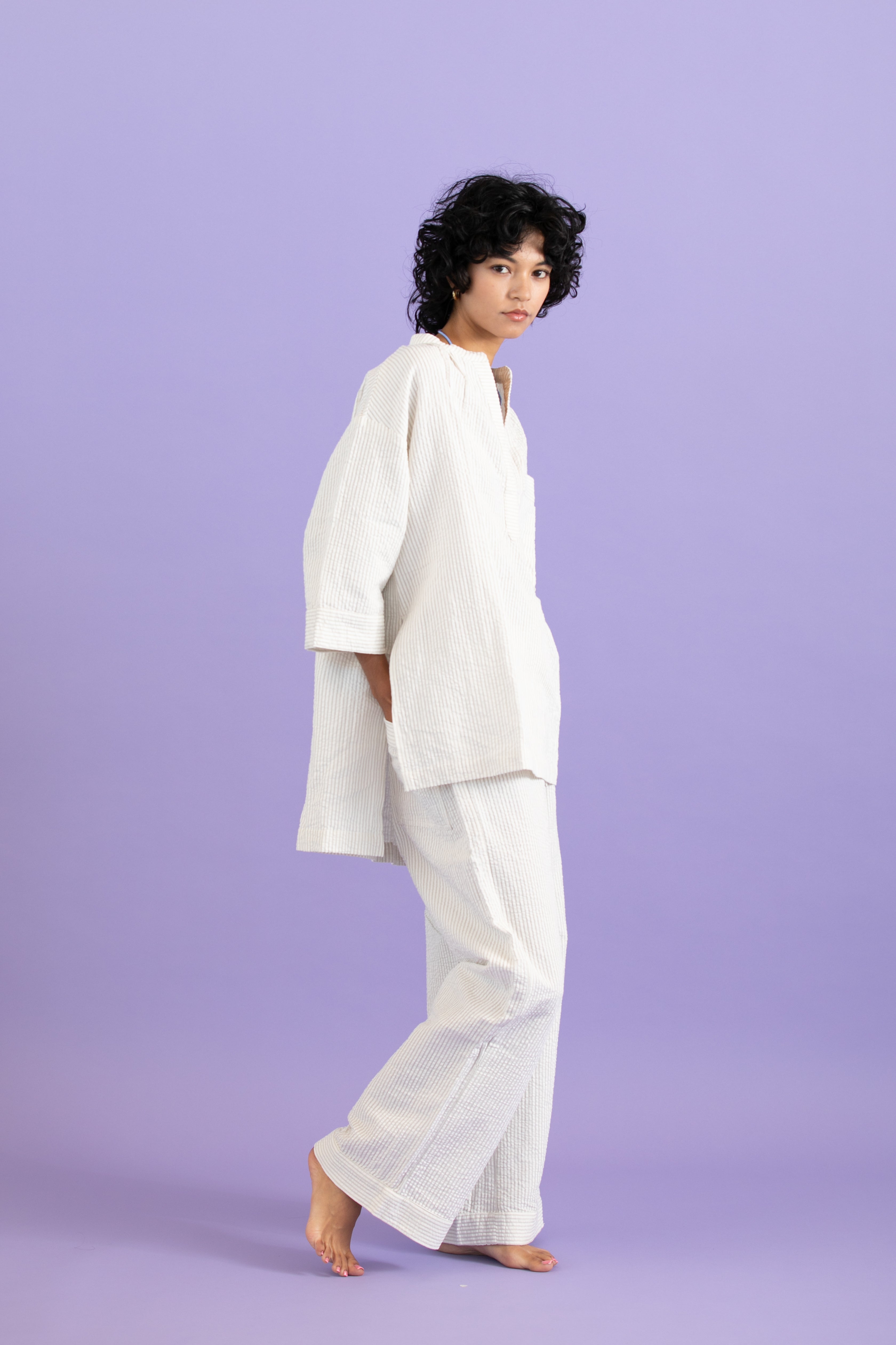 Cotton linen seersucker pants