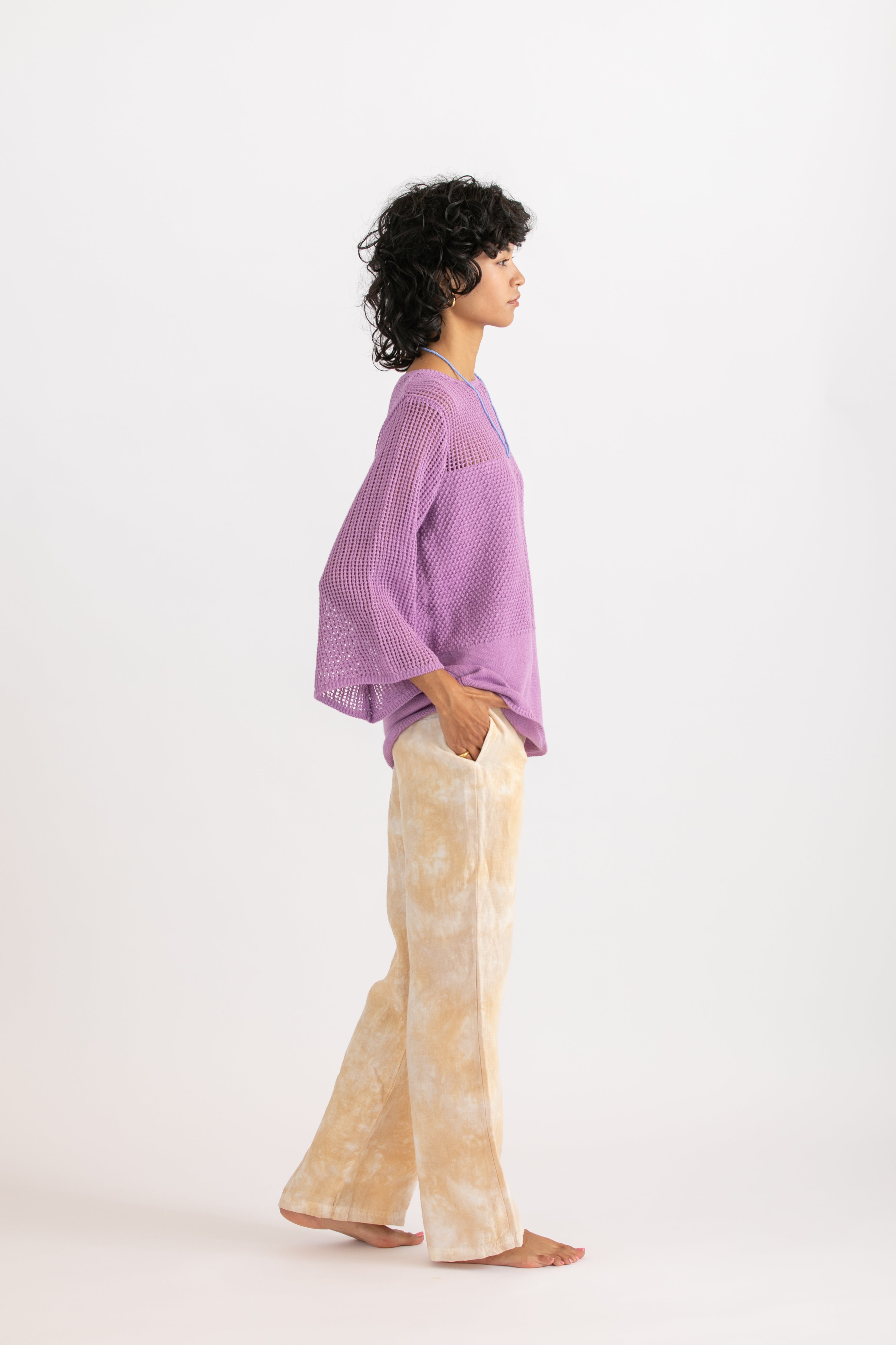 Linen uneven dyeing pants – KiiRA_Shikica Tokyo