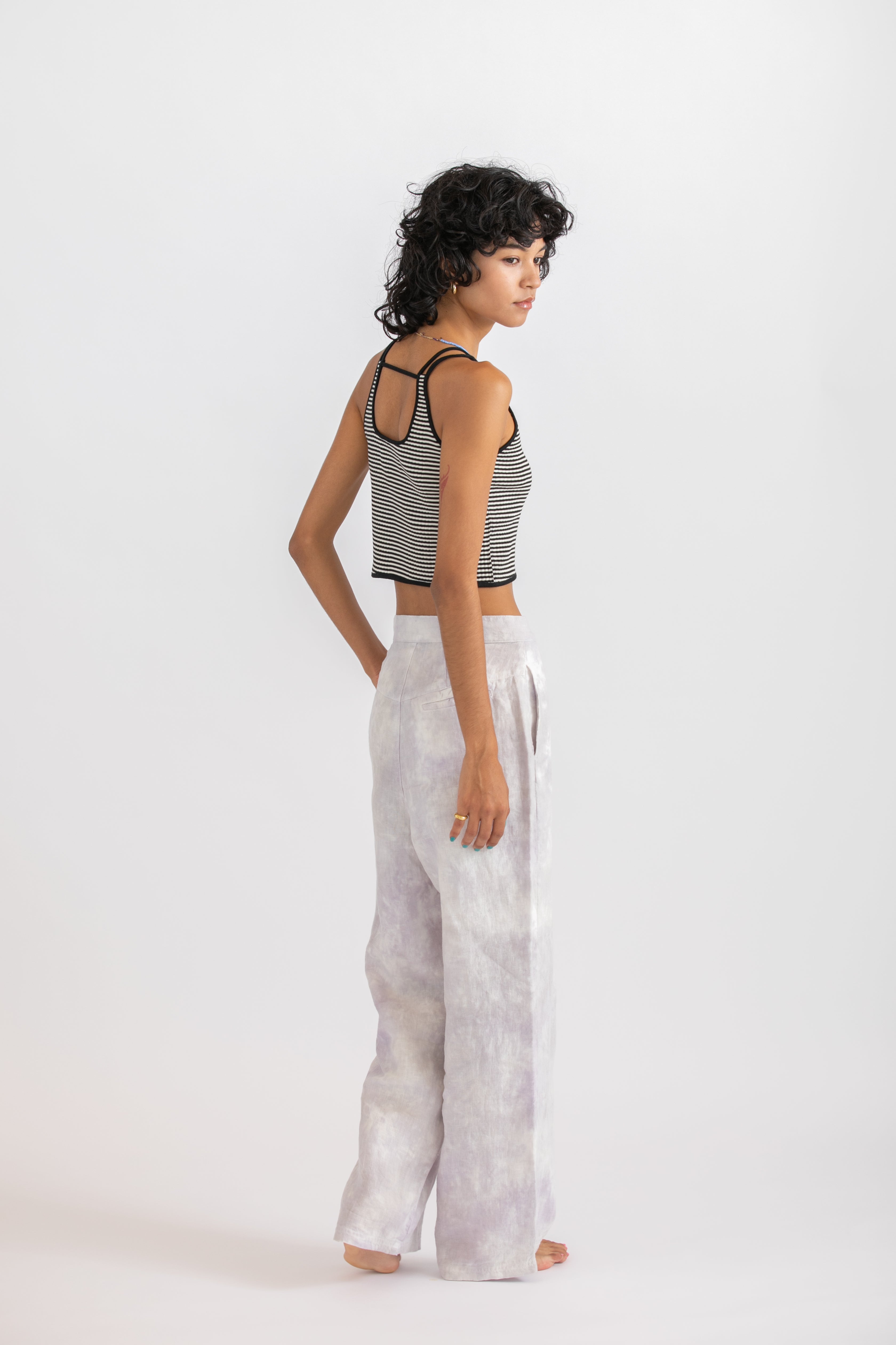 Cotton border tank-top
