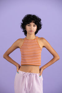 Cotton border tank-top