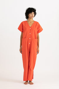 Cotton hemp jump suit