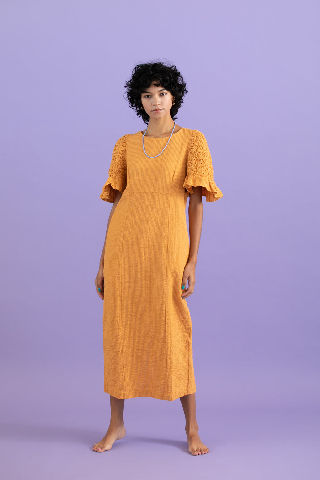 Cotton linen seersucker smocking op