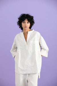 Cotton linen seersucker shirt