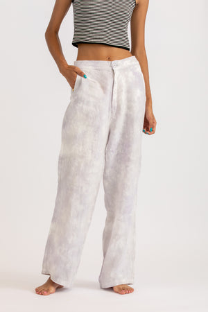 Linen uneven dyeing pants