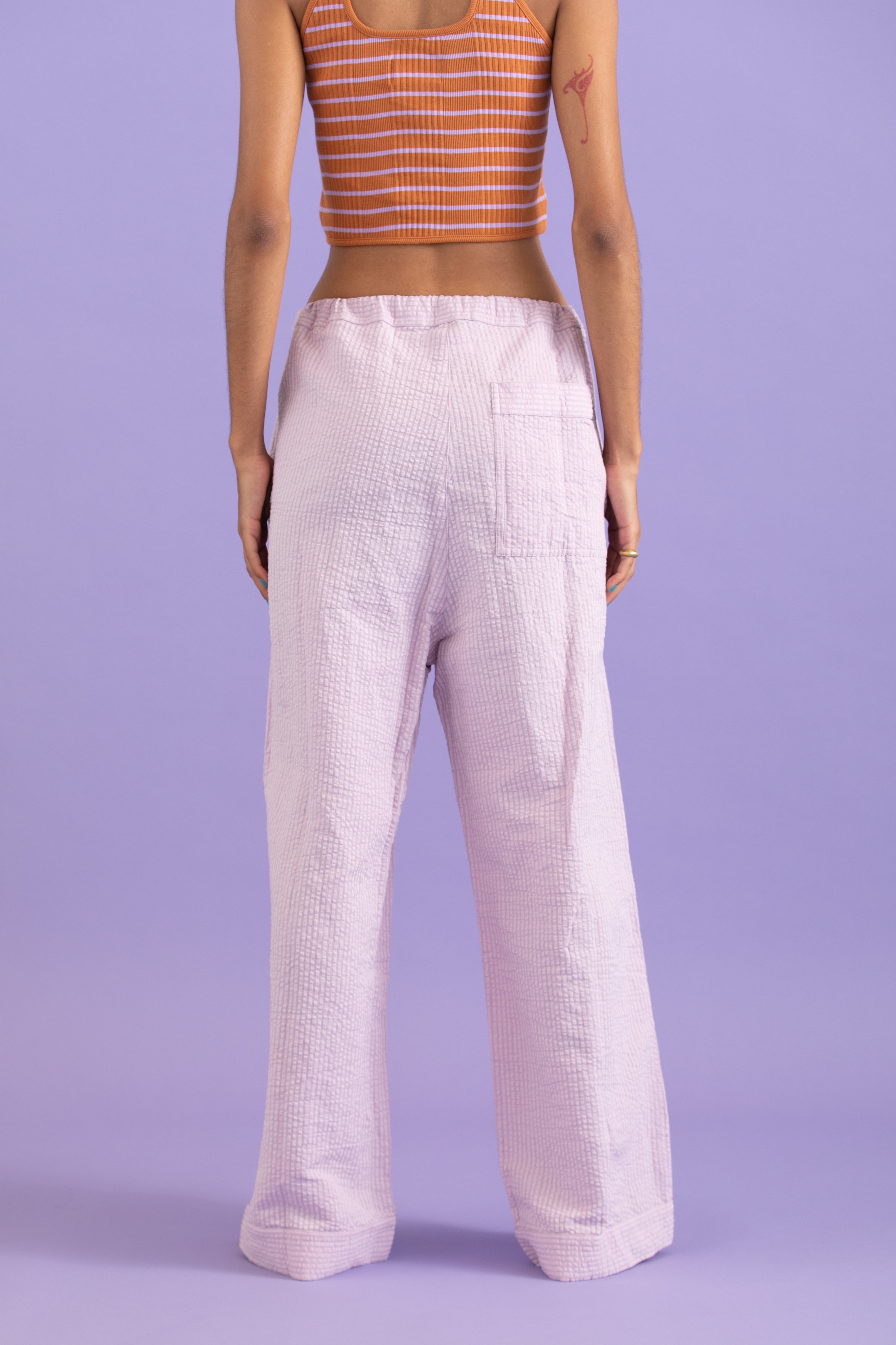 Cotton linen seersucker pants