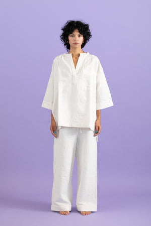 Cotton linen seersucker shirt