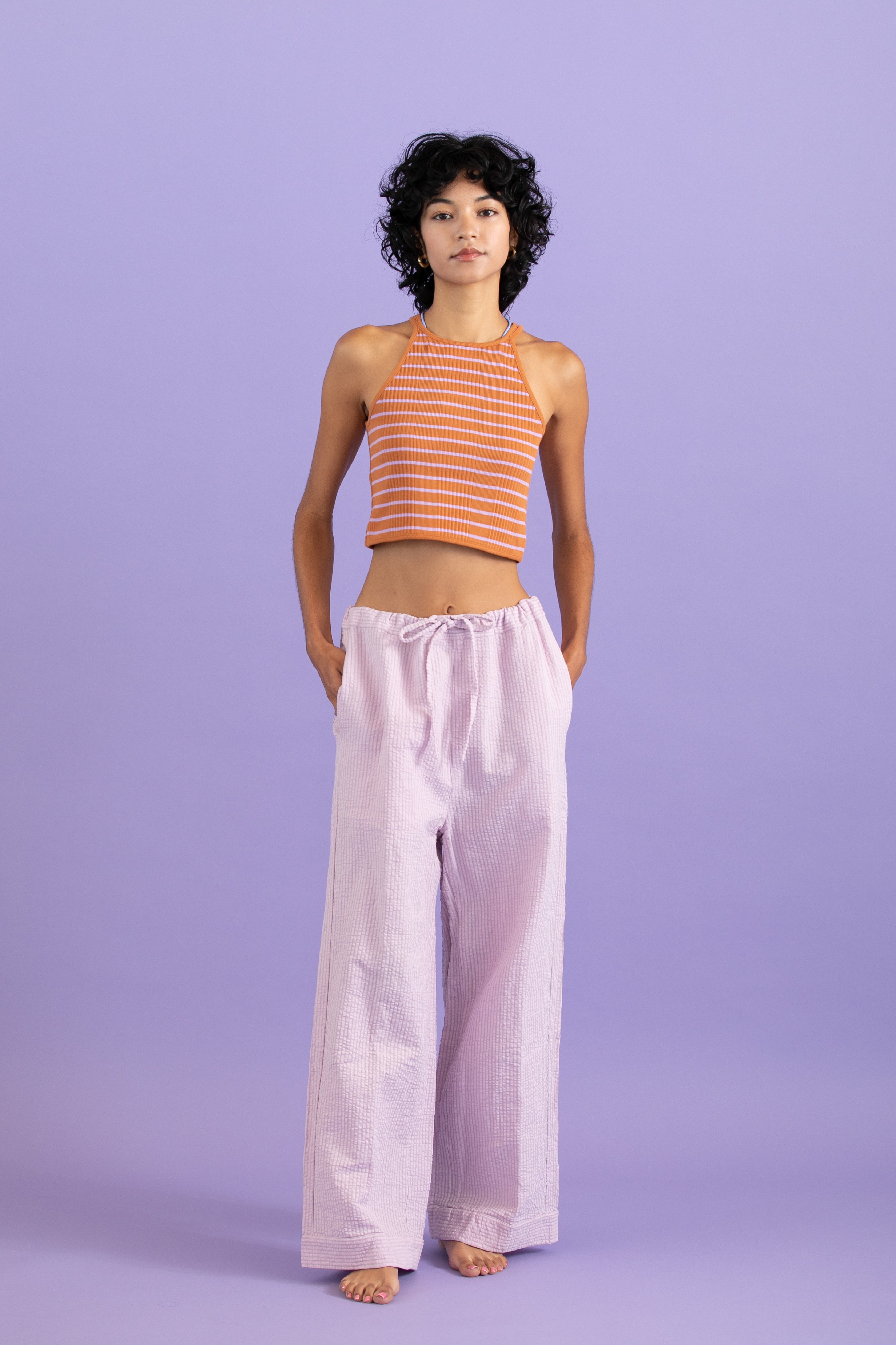 Cotton linen seersucker pants
