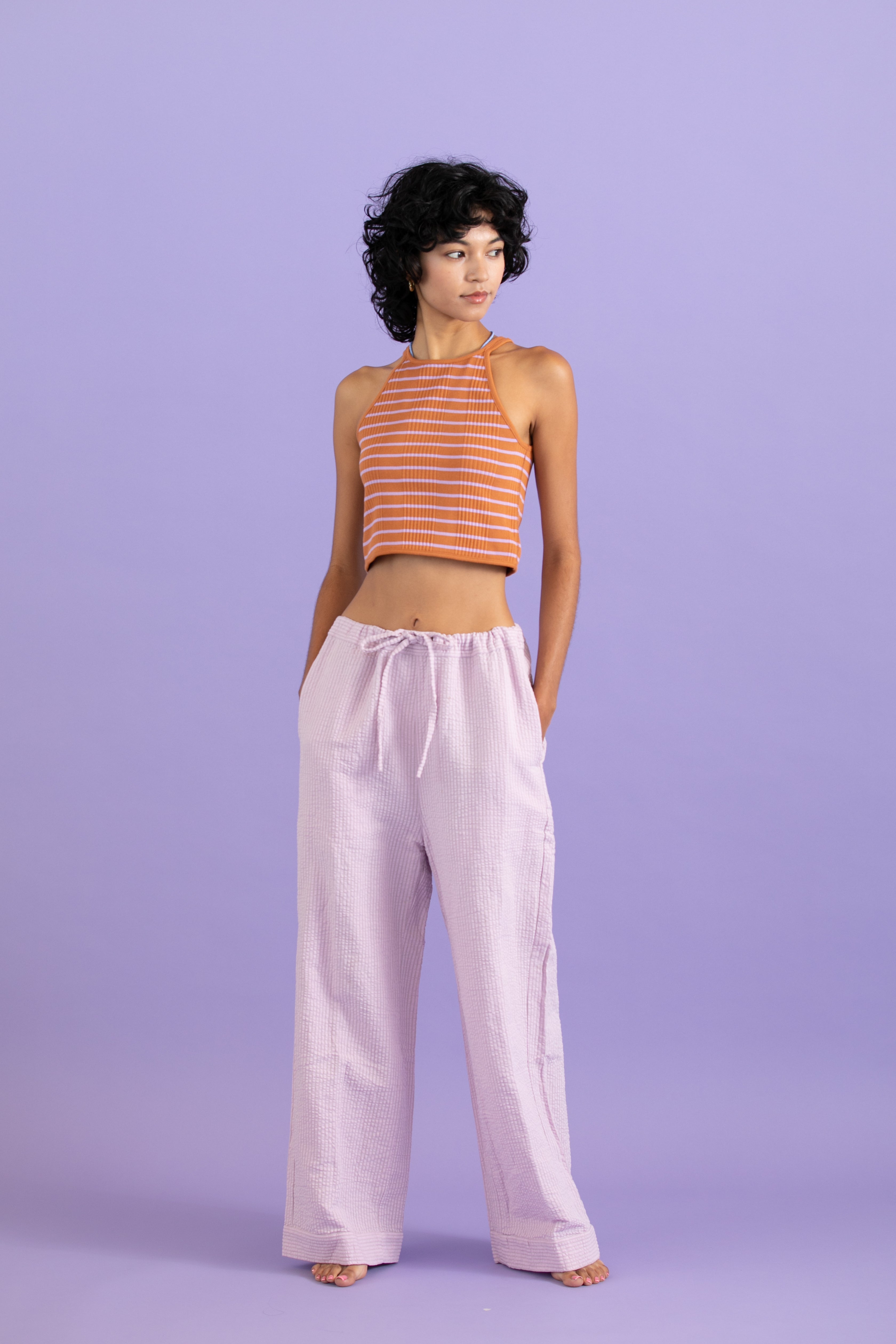 Cotton linen seersucker pants