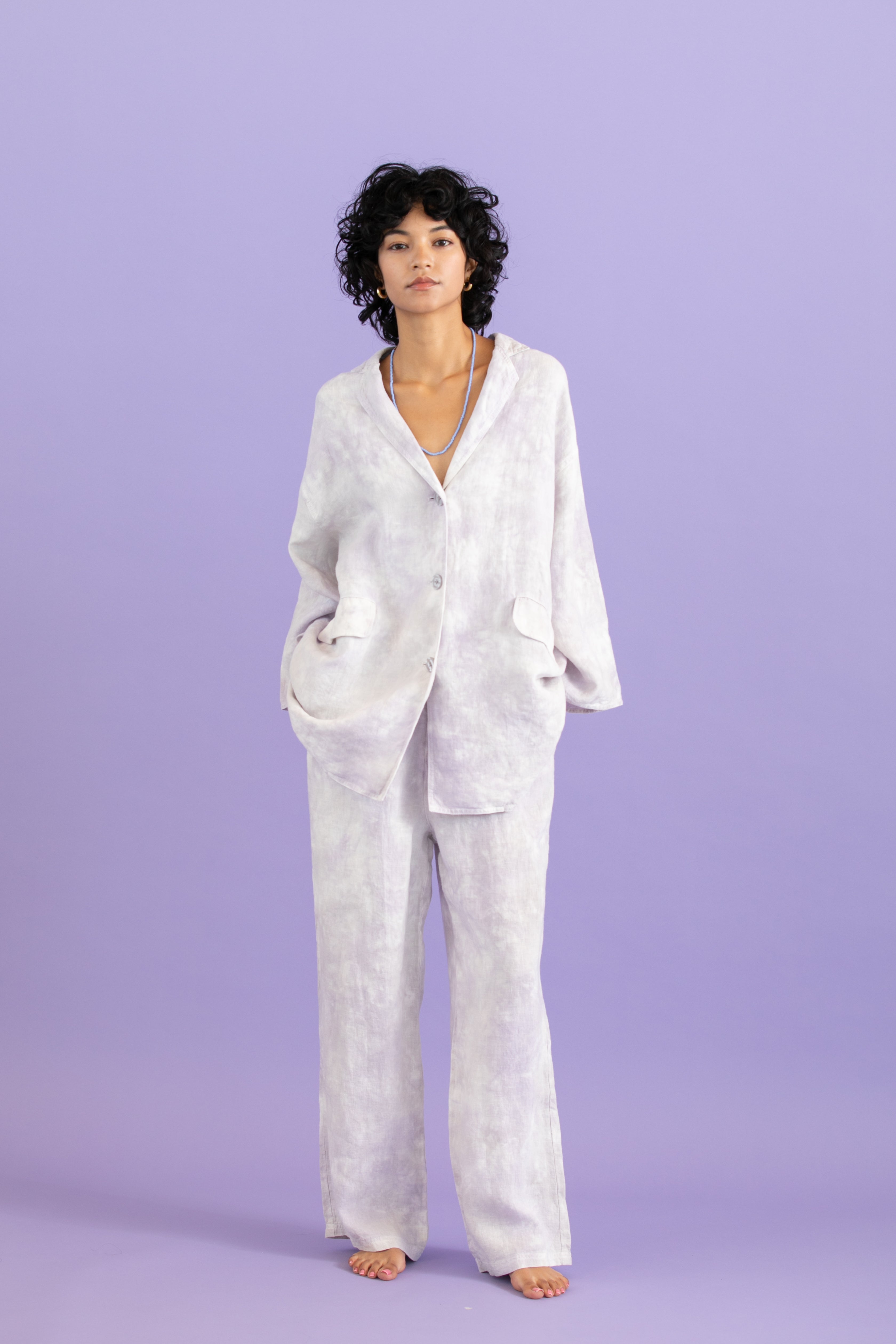 Linen uneven dyeing jacket