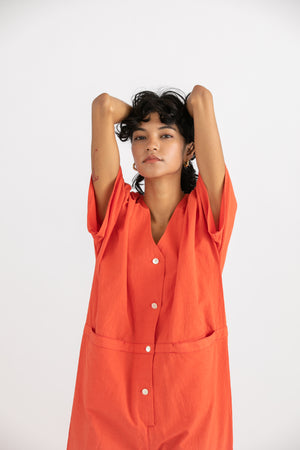 Cotton hemp jump suit