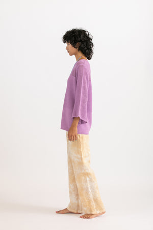 Linen cotton mesh pullover