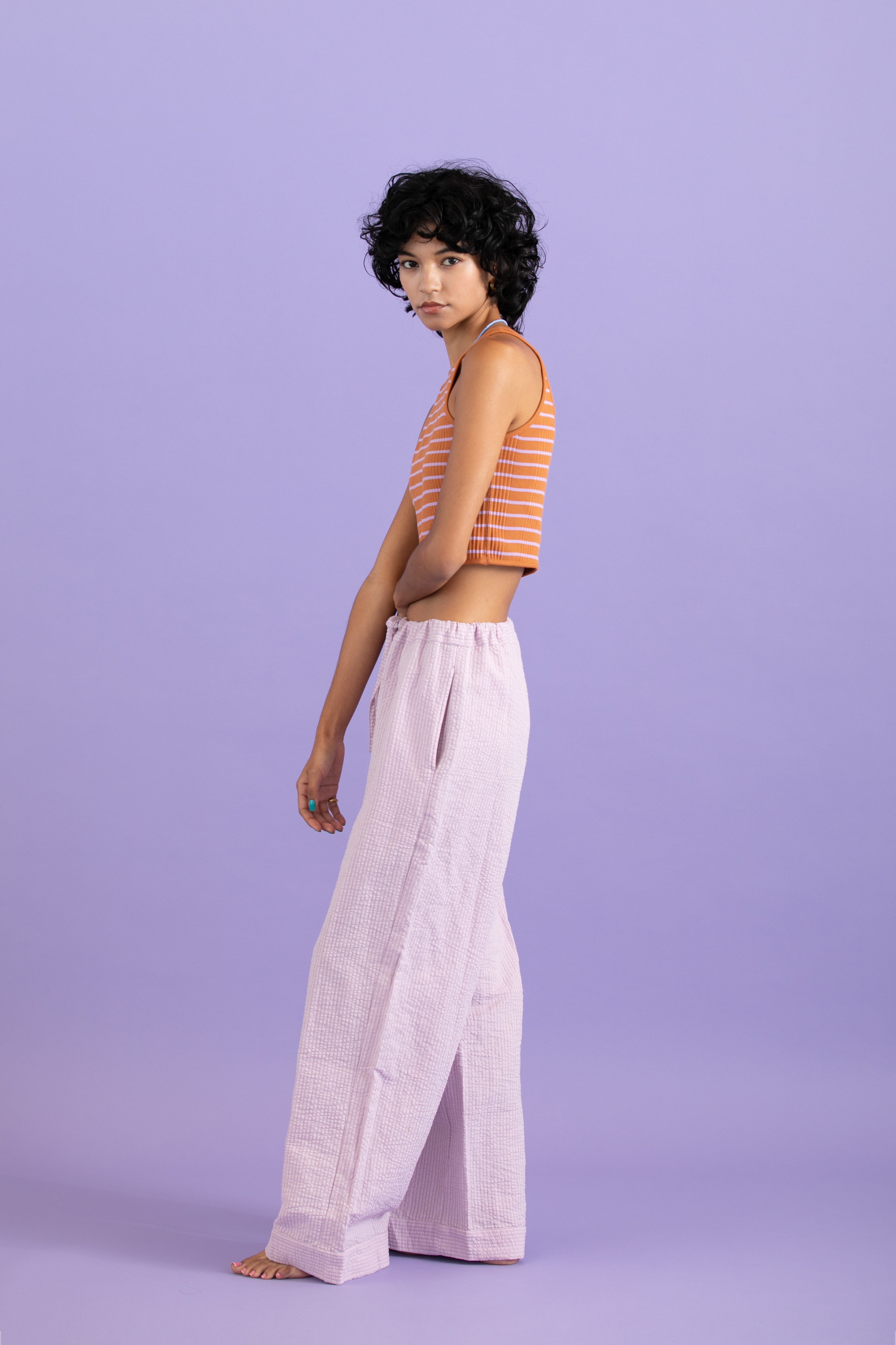 Cotton linen seersucker pants