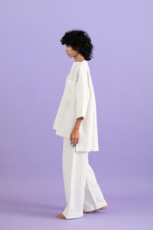 Cotton linen seersucker shirt