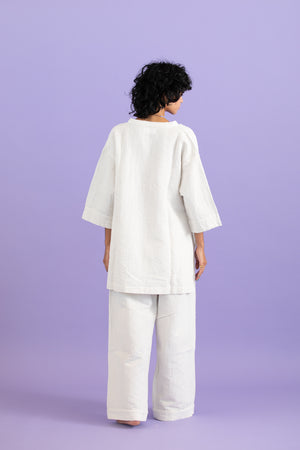 Cotton linen seersucker shirt