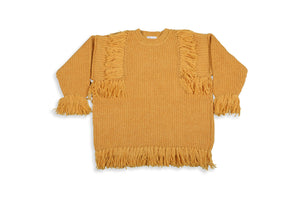 Mix fringe knit pullover